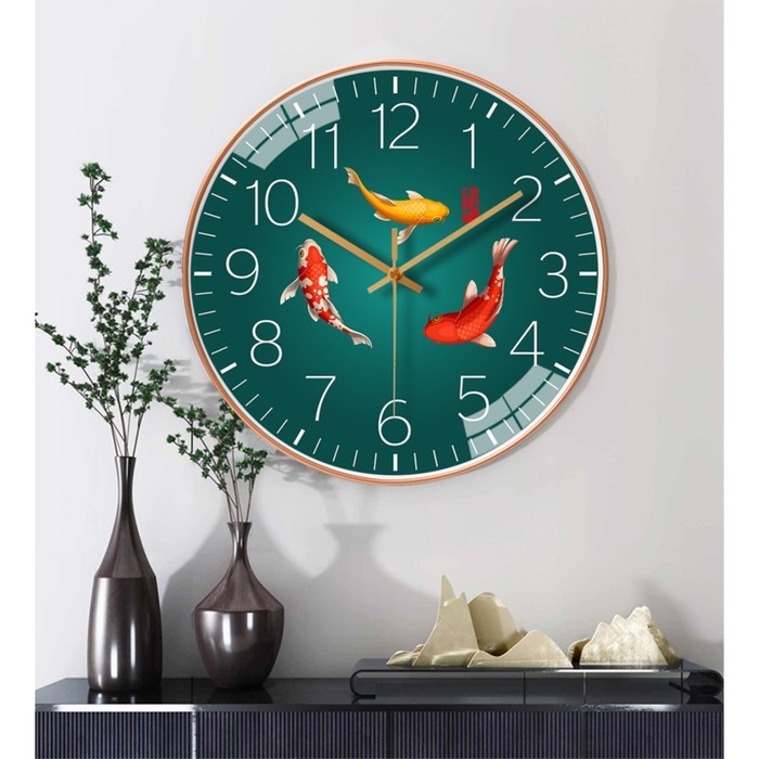 Часы настенные интерьерные Часы настенные интерьерные "Рыбки", бесшумные, d-30 см