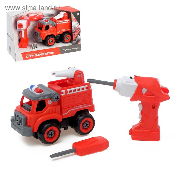 Конструктор винтовой «Пожарная машина», с электрическим шуруповёртом, радиоуправляемый, 31 деталь Конструктор винтовой «Пожарная машина», с электрическим шуруповёртом, радиоуправляемый, 31 деталь