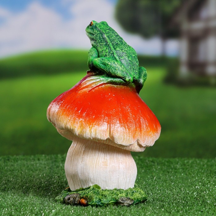 Садовая фигура  Садовая фигура "Гриб с лягушкой" 24х14х14см