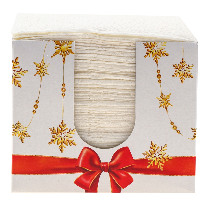 Салфетки новогодние бумажные в коробке «Ёлочные игрушки», интерьерные, 75 листов