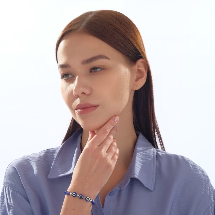 Браслет-оберег «Глазик» трио, цвет синий, d=6 см Браслет-оберег «Глазик» трио, цвет синий, d=6 см