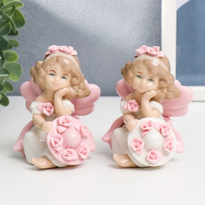 Сувенир керамика  Сувенир керамика "Малышка в платье и шляпке с розами" МИКС 10х6,5х7 см