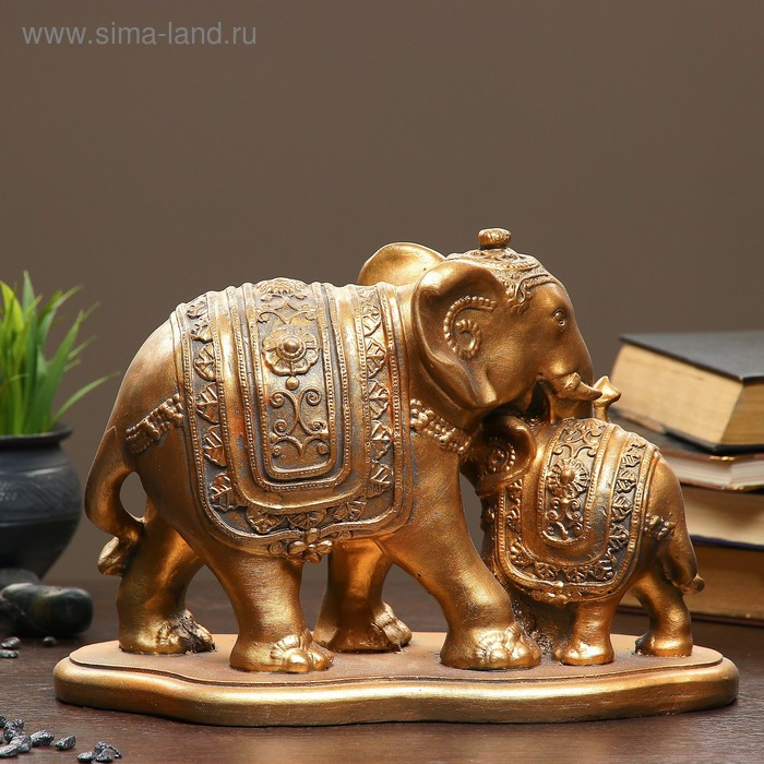 Копилка Копилка "Слон со слоненком" бронза, 15х32см