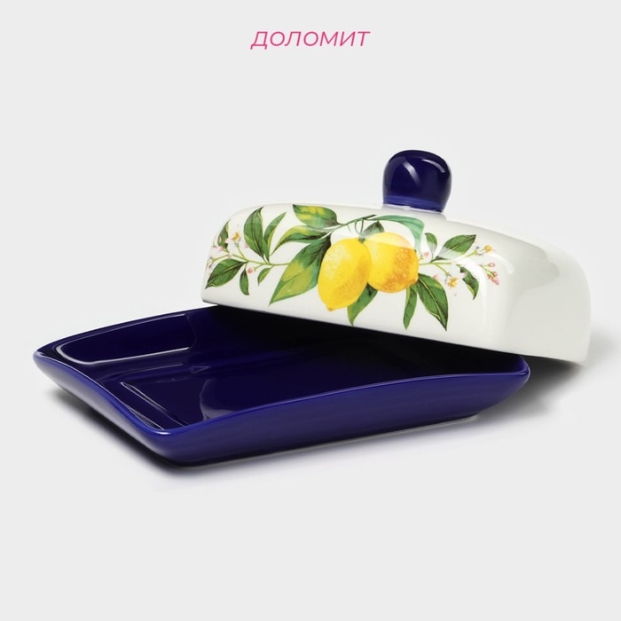Маслёнка Доляна «Лимон», 17×12×8,5 см, цвет белый Маслёнка Доляна «Лимон», 17×12×8,5 см, цвет белый