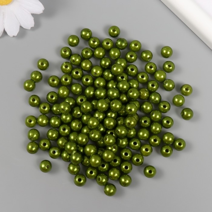Набор бусин Набор бусин "Жемчуг" d 8 мм, 250 гр, хаки