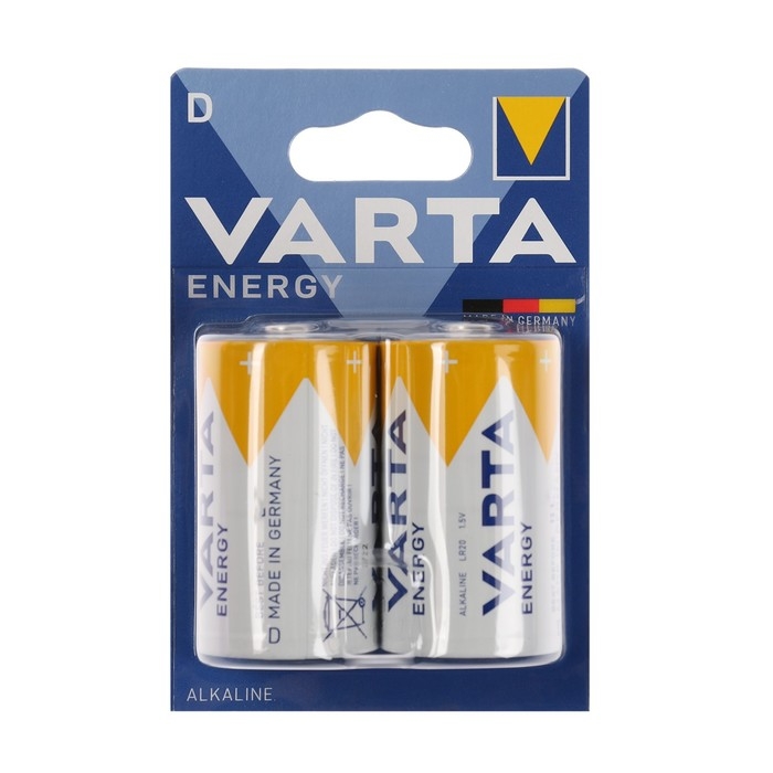 Батарейка алкалиновая Varta Energy, D, LR20-2BL, 1.5В, блистер, 2 шт. Батарейка алкалиновая Varta Energy, D, LR20-2BL, 1.5В, блистер, 2 шт.