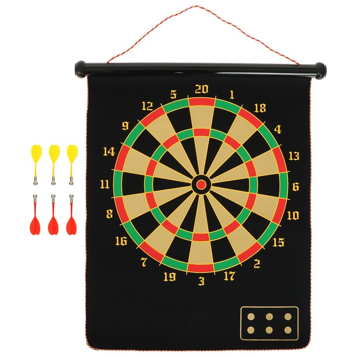 Дартс ONLYTOP, магнитное полотно диаметром 50 см, 6 дротиков Дартс ONLYTOP, магнитное полотно диаметром 50 см, 6 дротиков