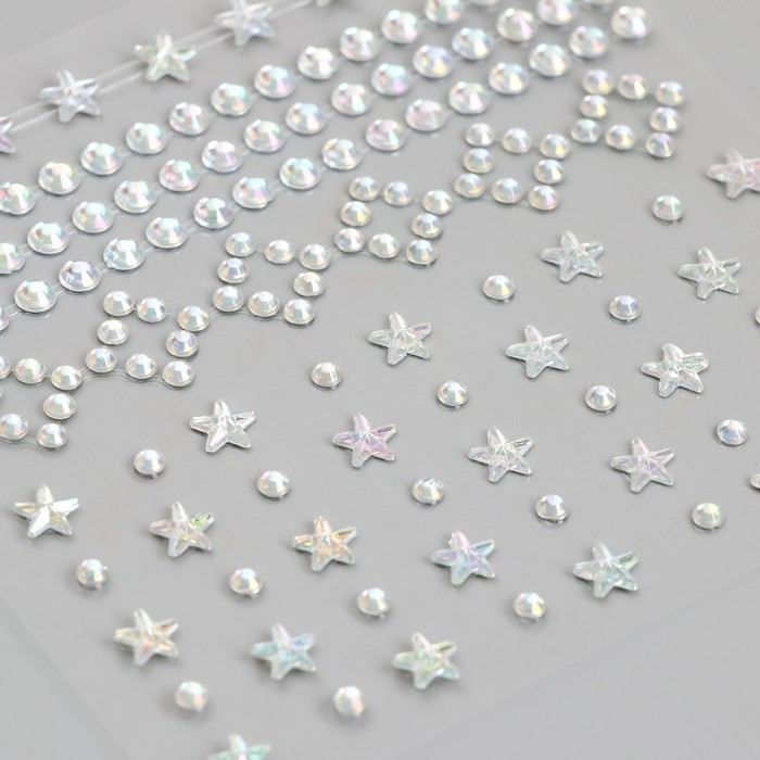 Наклейка пластик стразы Наклейка пластик стразы "Цветочки, ромбики, кружочки" 8,5х9,5 см