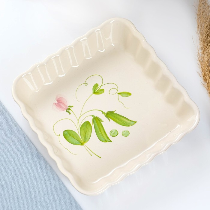 Емкость для запекания  Емкость для запекания "Волна квадратная" 1,5л / 6,5х23х23см, горошек