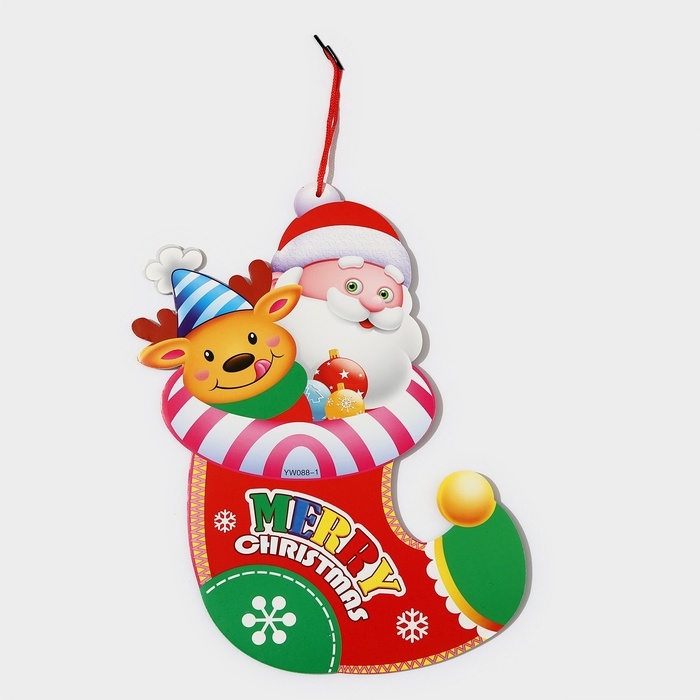 Декоративное украшение (подвеска)  Декоративное украшение (подвеска) "Дед мороз и олень" 35х24 см