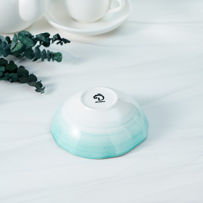 Салатник фарфоровый Доляна «Млечный путь», 400 мл, d=13,5 см, цвет бирюзовый