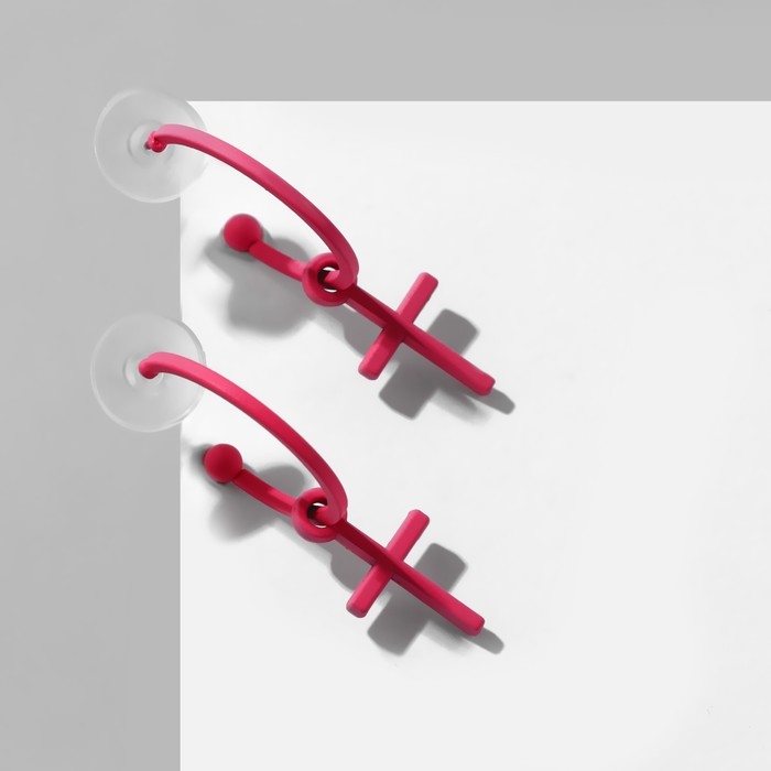 Серьги эмаль «Крестик» на кольце, цвет матовый розовый Серьги эмаль «Крестик» на кольце, цвет матовый розовый