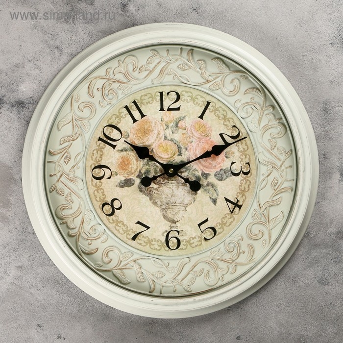 Часы настенные, интерьерные, большие Часы настенные, интерьерные, большие "Розы", бесшумные, d-50 см