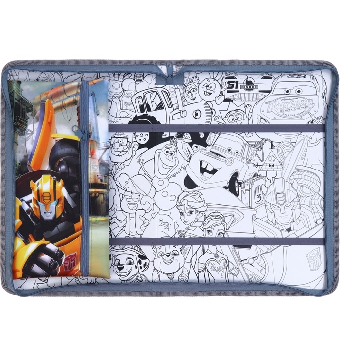 Папка для труда А4 с пеналом, на молнии, текстиль, Трансформеры