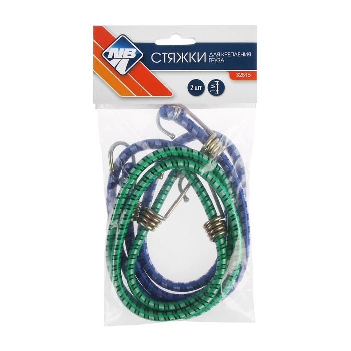 Резинка для крепления багажа Nova Bright, 100 см, металлические крючки, МИКС, набор 2 шт Резинка для крепления багажа Nova Bright, 100 см, металлические крючки, МИКС, набор 2 шт