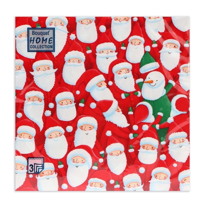Новогодние салфетки бумажные Home Collection «Веселые деды морозы», 3 слоя, 33х33 см, 20 шт Новогодние салфетки бумажные Home Collection «Веселые деды морозы», 3 слоя, 33х33 см, 20 шт