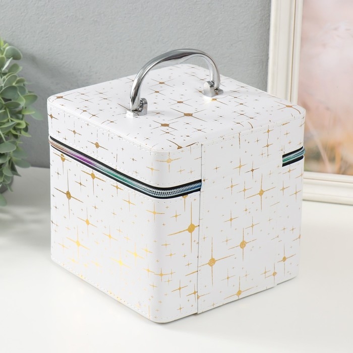 Шкатулка кожзам с зеркалом Шкатулка кожзам с зеркалом "Вспышка на белом" н-р 3 шт 16,5х16,5х14 15х15х10,5 19х19х19 см