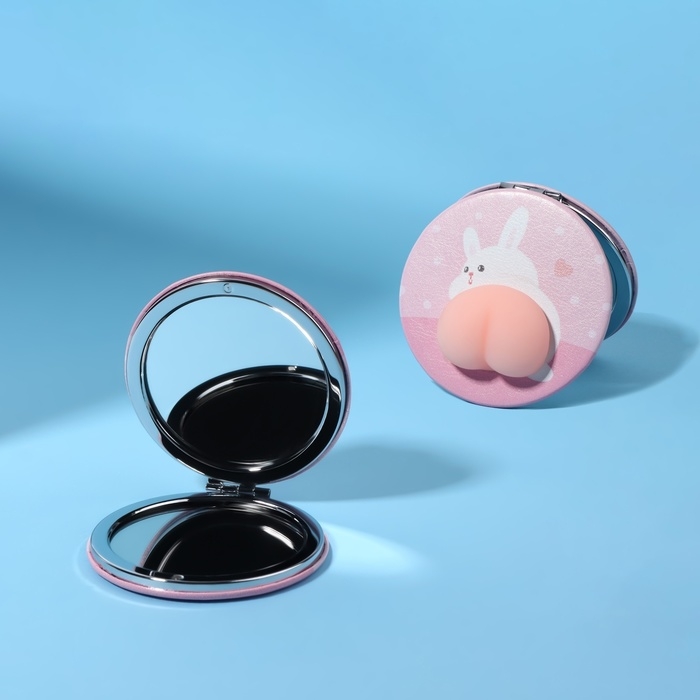 Зеркало - антистресс «Зайчик», складное, d = 7,2 см, с увеличением, искусственная кожа, цвет розовый Зеркало - антистресс «Зайчик», складное, d = 7,2 см, с увеличением, искусственная кожа, цвет розовый