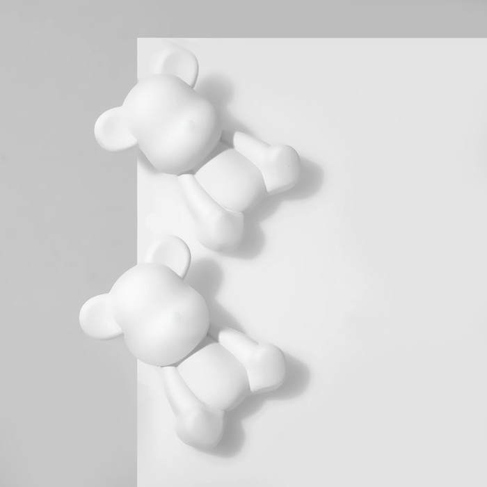 Серьги пластик «Мишки», цвет белый Серьги пластик «Мишки», цвет белый