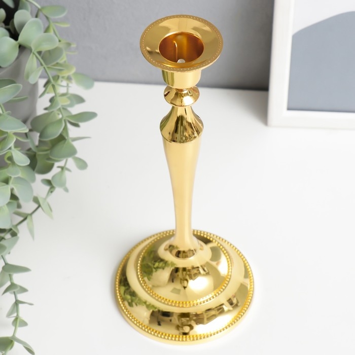 Подсвечник металл на 1 свечу Подсвечник металл на 1 свечу "Сканди" золото 24,5х10х10 см