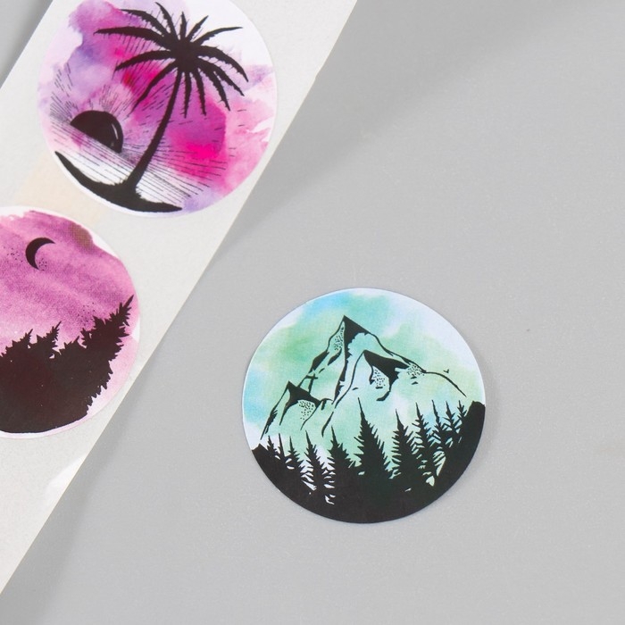 Наклейка бумага Наклейка бумага "Природа" d=2,5 см 252 шт в рулоне