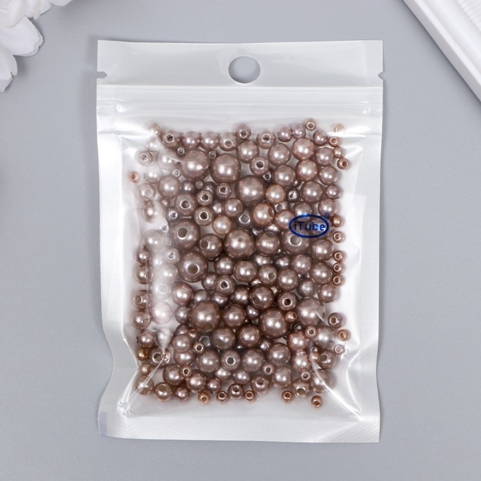 Бусины для творчества пластик Бусины для творчества пластик "Круглые. Миндаль" d=3-8 мм, набор 10 гр