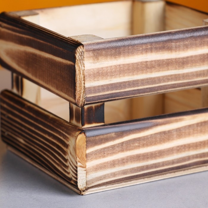 Кашпо деревянное 12×11×9 см  Кашпо деревянное 12×11×9 см "Однушка Лайт", двухреечное, обжиг Дарим Красиво