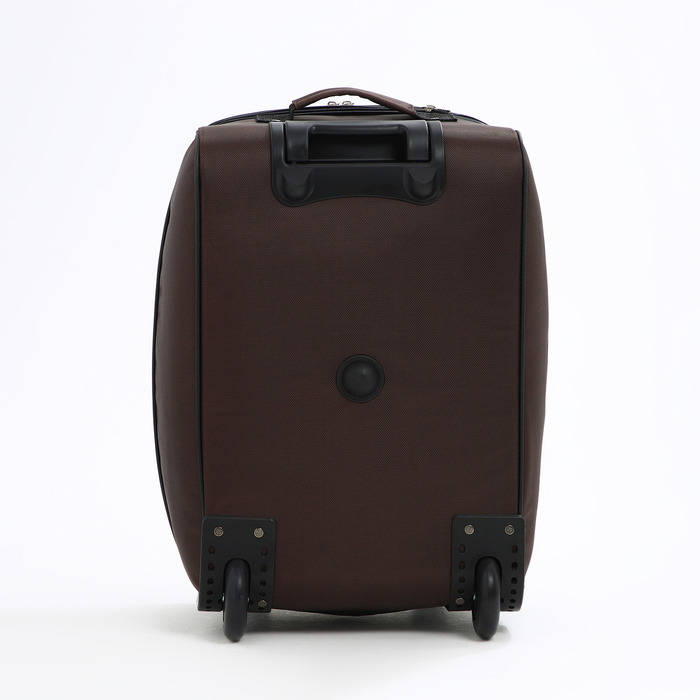 Чемодан малый 52 л (S), «Фабрика КАРТЕКС», отдел на молнии, с расширением, наружный карман, 2 колеса, цвет коричневый Чемодан малый 52 л (S), «Фабрика КАРТЕКС», отдел на молнии, с расширением, наружный карман, 2 колеса, цвет коричневый