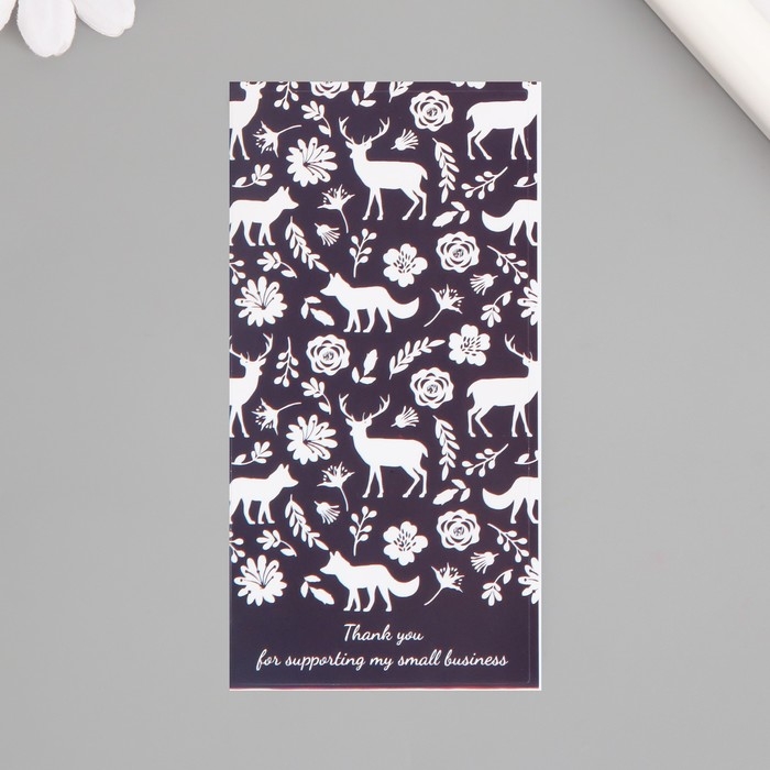 Наклейка бумага благодарность Наклейка бумага благодарность "Олень и лиса" набор 50 шт 10х5 см