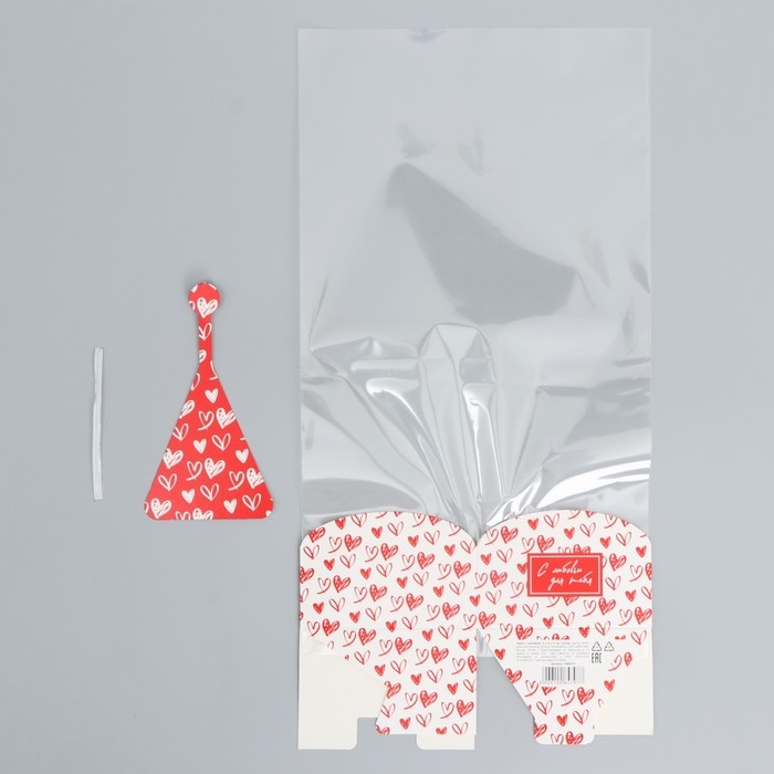 Пакет подарочный с коробкой, упаковка, «Сердца», 9 х 9 х 35 см