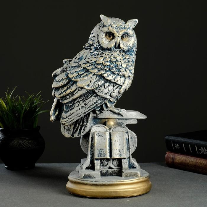 Копилка  Копилка "Сова с книгой" серебро, 21х17х35см