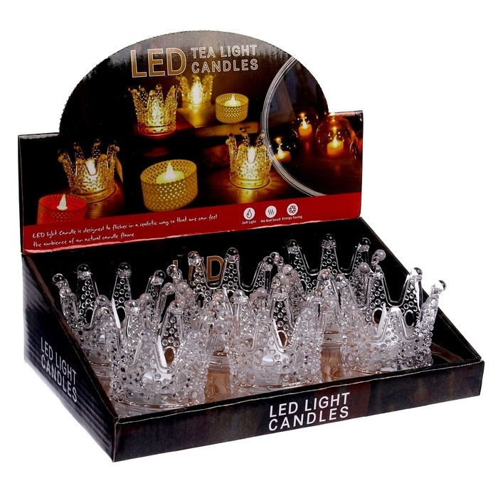 Свеча светодиодная &laquo;Корона&raquo;, горит жёлтым