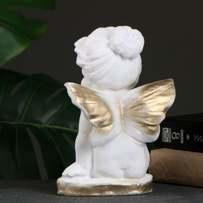 Фигура Фигура "Эльфина сидит" бело-золотая, 12х15х19см