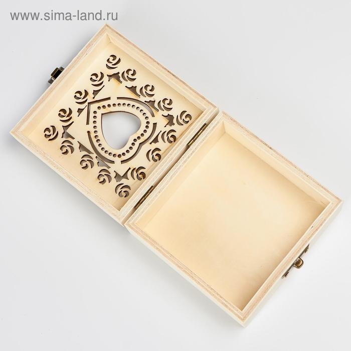 Шкатулка дерево под роспись  Шкатулка дерево под роспись "Сердце и розы" 5х10х10 см