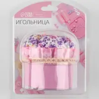 Игольница со шкатулкой для хранения мелочей, 8&times;7.8&times;7.8 см, цвет розовый