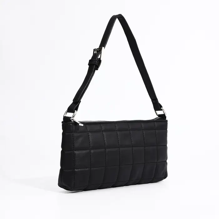 Сумка женская багет на молнии, 27&times;5&times;13 см, чёрная