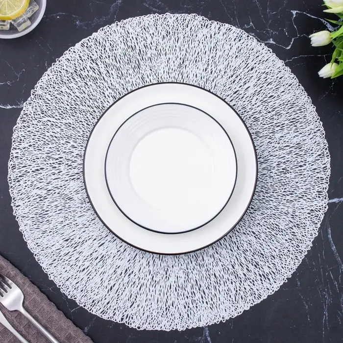 Салфетки сервировочные на стол Доляна &laquo;Соломка&raquo;, d=38 см, 4 шт., белые