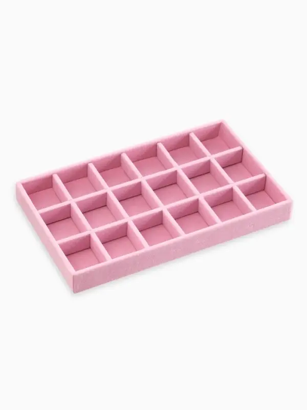 Подставка для украшения QF, 18 ячеек, флок, 21&times;12.3&times;2.5 см, розовая