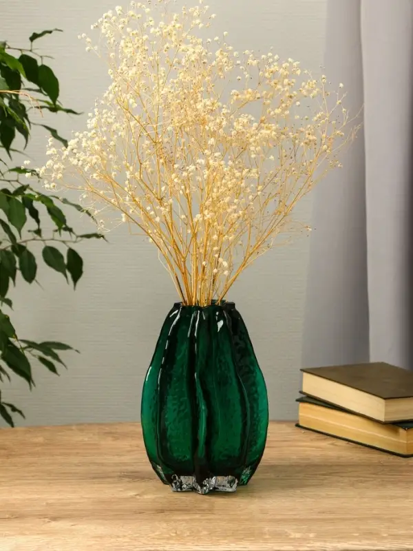 Ваза стекло настольная  Ваза стекло настольная "Кэли" 21х12х6 см, зелёный