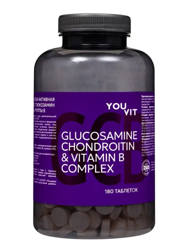 Комплекс глюкозамин + хондроитин + витамины группы В, 180 таблеток