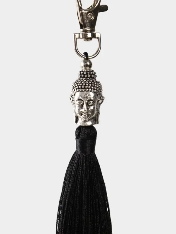 Брелок-кисточка Брелок-кисточка "Будда" 17 см, цв. чёрный, серебристый