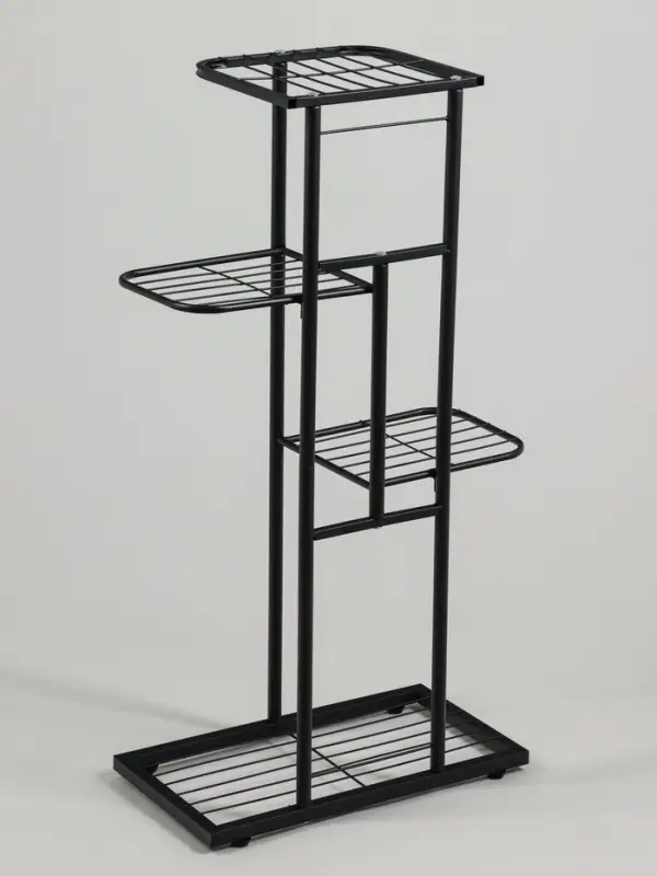 Подставка для цветов Greengo, 4 полки, 43&times;22&times;82 см, напольная, металл, чёрная