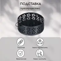 Подставка для спиралей, благовоний с крышкой, металл, черный, 13/13/7, SAFEX