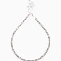 Набор 2 предмета: серьги, чокер &laquo;Лёд&raquo;, два ряда, белый в серебре, 32 см