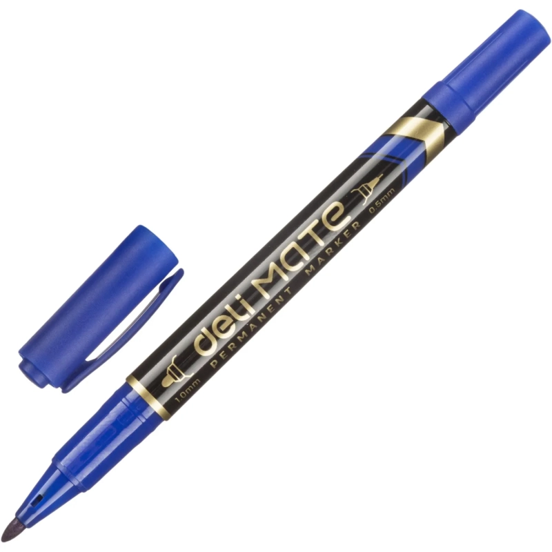 Маркер перманентный двусторонний Mate, толщина линии 0,5-1 мм, синий