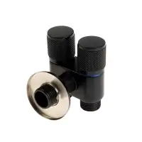 Кран двойной ZEIN engr, 1/2" &times; 1/2", два вентиля, кран-букса керамика, нерж. сталь, черный