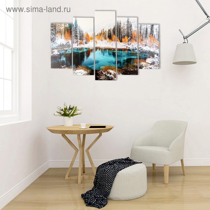 Модульная картина  Модульная картина "Лазурь зимнего озера" (2-25х50, 2-25х67, 25х80 см) 80х140 см