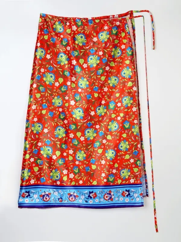 Карнавальный набор "Народная краса" юбка р-р 40-48, воротник, повязка, цвет красный