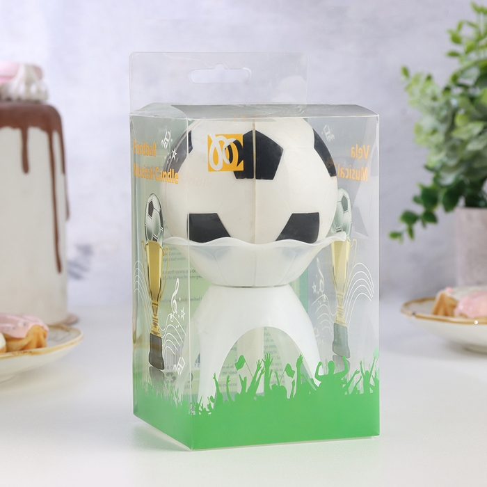 Свеча для торта музыкальная  Свеча для торта музыкальная "Мяч", бело- чёрная