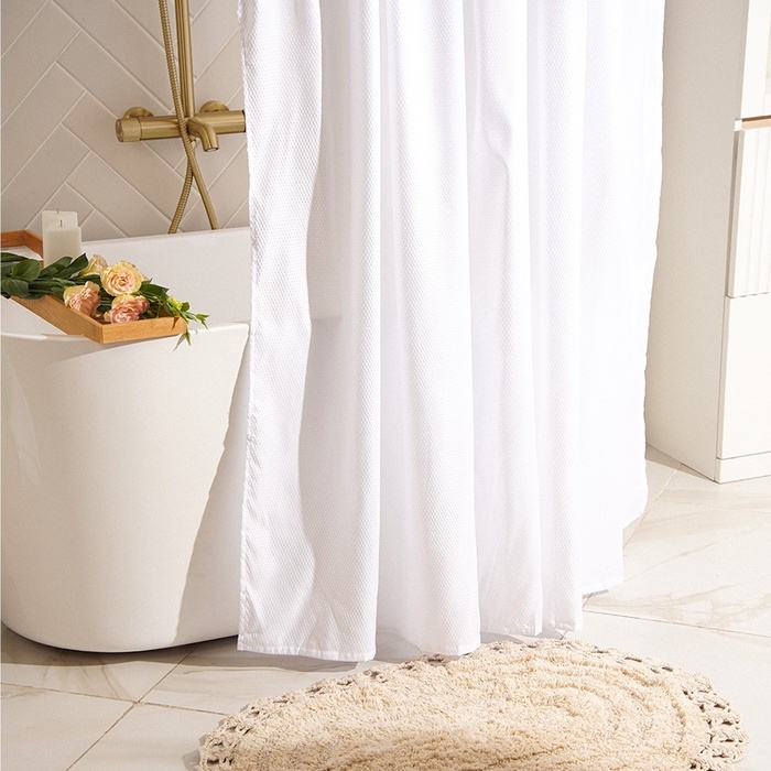 Штора для ванной SL Home, с люверсами, полиэстер, 200×200 см, белая Штора для ванной SL Home, с люверсами, полиэстер, 200×200 см, белая